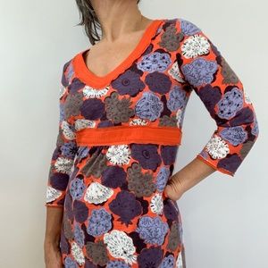 New Boden Size 6 Coral Purple Floral Midi Dress